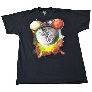 DISNEY PLANET MICKEY MOUSE Men XL Black Space MOUSE EARS Graphic Print T-Shirt